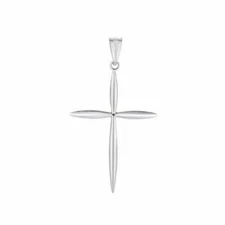 1 5/8" Polished Cross Pendant Real 14K White Gold 1.0gr
