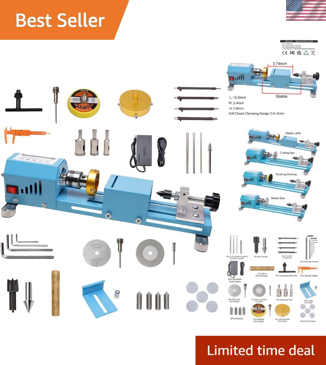 Professional Mini Wood Lathe Multi-Tool with Accessories - P