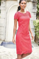 Rosy Relaxing Fit Short Sleeved Knee length Lace Dress