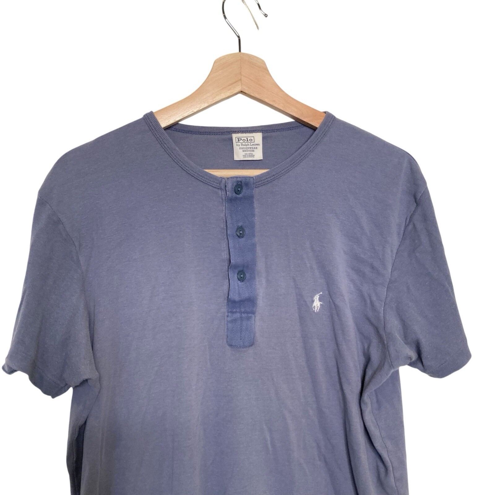 Polo By Ralph Lauren Uomo Blu Stonewash Supersoft Pony Logo Camicia M