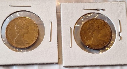 Set of 2 - 1966 Canada 1C Penny Coin Elizabeth II D.G. - KM 59.1 - Bronze/Copper - Picture 4 of 24