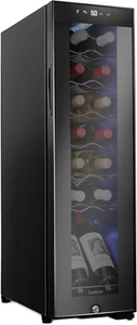 14-Bottle Refroidisseur à vin avec contrôle numérique de température Lock & Porte en verre, noir