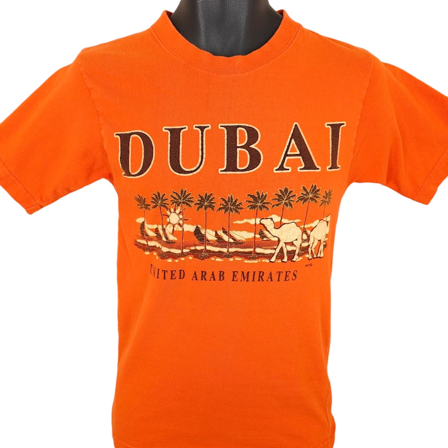 Camiseta De Colección Dubai Para Hombre Talla Pequeña Naranja Y2K Emiratos Árabes Unidos Vela Foto 2 de 4