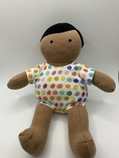 Lovevery Organic Cotton BabyDoll Plush Black Hair Dark Tan Skin Tone 8  