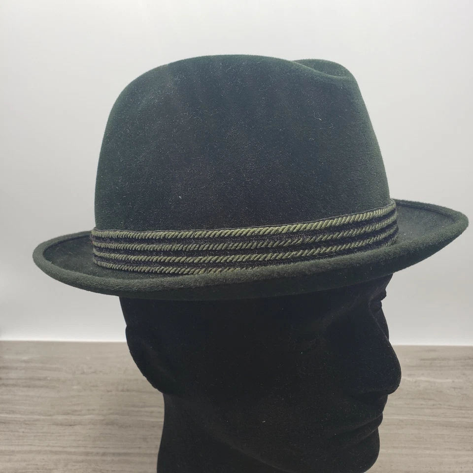 Vintage Clásico Lee Fifth Avenue Para Hombre Resistente al Agua Fedora Verde Talla 6 7/8  Foto 3 de 4