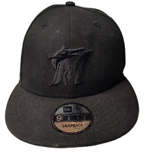 FLORIDA MARLINS NEW ERA 9FIFTY One Size All-Black Snap Back Baseball Cap