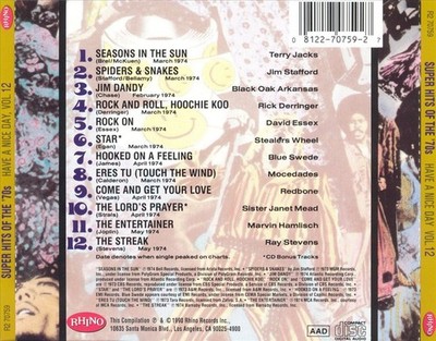 VARIOUS ARTISTS - SUPER HITS OF THE '70S: HAVE A NICE DAY, VOL. 12 NEW CD