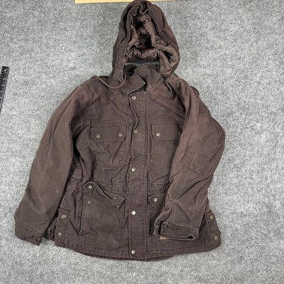 C.E. Schmidt Jacket Womens Size S Brown Canvas Hooded Quilted Utility Workwear