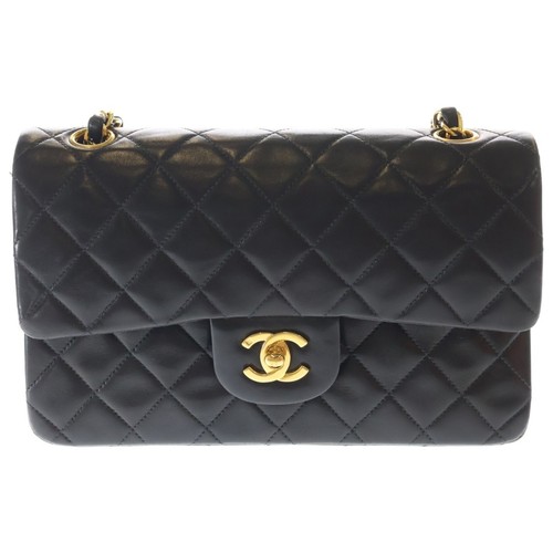 CHANEL Matelasse 23 Lambskin Leather W Flap Chain Shoulder Bag Gold Used e8c03b9