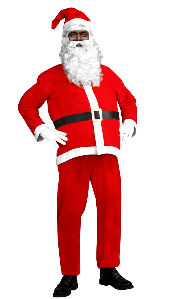 Adult Cheap Santa Claus Suit Costume 5pc Set Christmas Pub Crawl Suit Outfit - Image 2 of 4