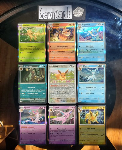 Pokemon Prismatic Evolutions Holo Cute Eevee Lover Card Set Mini Collection