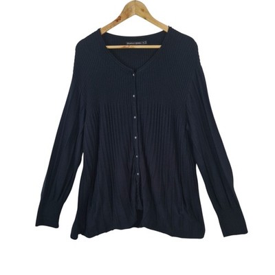  Gudrun Sjödén schwarze gerippte Lagenlook Swing Strickjacke Pullover XL Bio Baumwolle