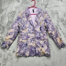 Vintage Berek Blazer Womens S Purple Yellow Iridescent Sequined Party Jacket