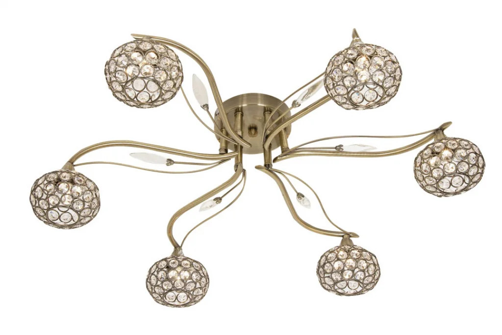 Ceiling Light Brass Esmee 6 Antique Oaks Lighting 3050/6 AB