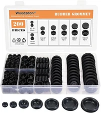 200Black Rubber Hole Plugs Assortment for Auto Body and Sheet Metal, Flush Head