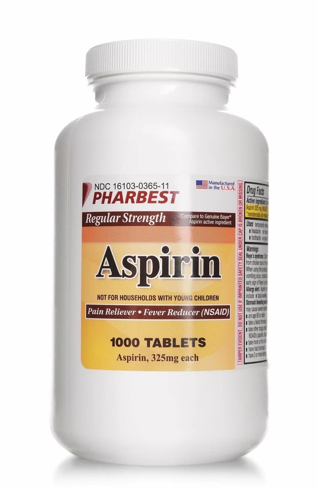 Pharbest Aspirin Pain and Fever Relief Regular Strength Tablets 325mg 1000 Count - Image 2 of 4