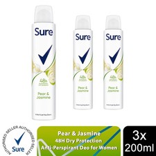Image of Sure Women Deodorant Spray Pear & Jasmine with 48Hrs Protection 200ml, 3 Pack