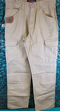 RIGGS WRANGLER PANTS MENS 34X36 BARK BROWN RANGER RELAXED ZIP CARGO RIPSTOP NEW