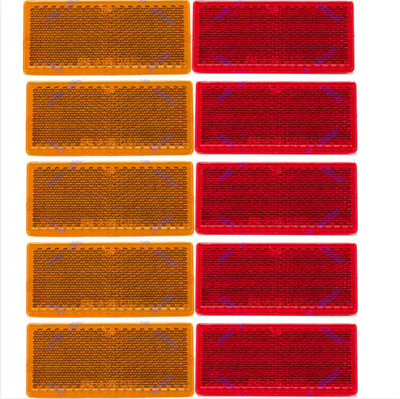 3-1/8'' Rectangular Stick On Reflector Trailers, Trucks, Amber + Red