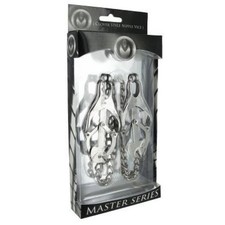 XR Brands Master Series Sterling Monarch Nipple Clamps Metal Chain