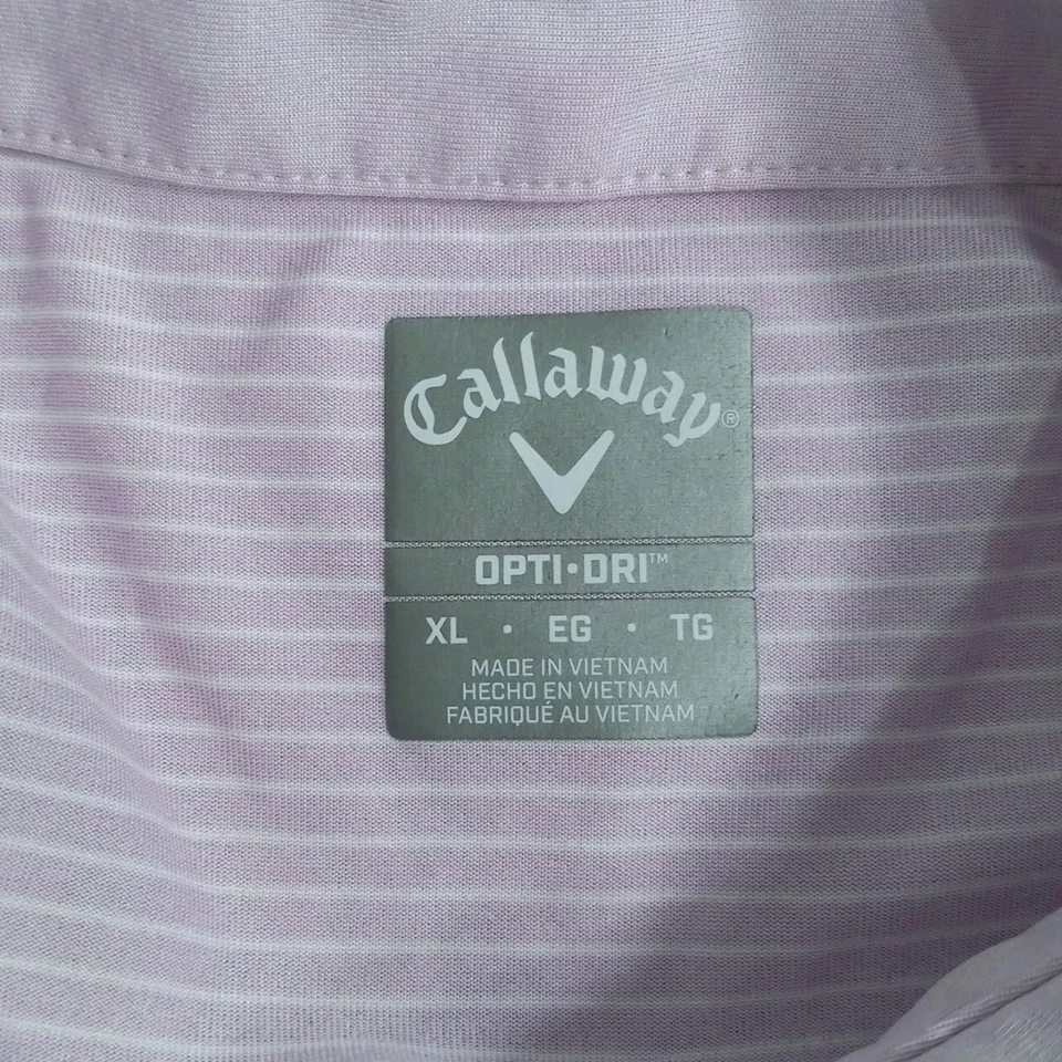 Callaway Shirt Men's XL Opti-Dri Logo Collar Golf Pink Lavender Stripe Dadcore - Image 4 of 4