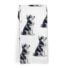 Husky Gifts Kitchen Dish Towels, Siberian Husky Lovers Gifts for Women Hand T...