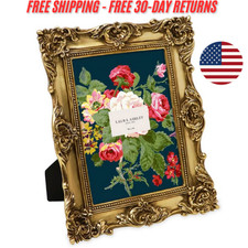 Laura Ashley 5x7 Gold Ornate Textured Hand-Crafted Resin Picture Frame with Ease