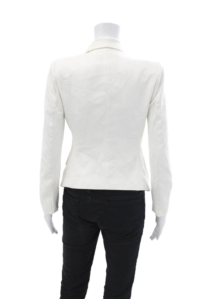 Blazer BCBGMAXAZRIA Mujer Gancho Capucha Cuello Manga Larga Forrado Blanco Talla XS Foto 4 de 4