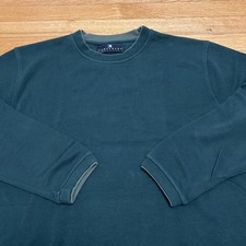 Vintage 90s Consensus Sportswear LS Forest Green Knit Shirt Double Collar Large