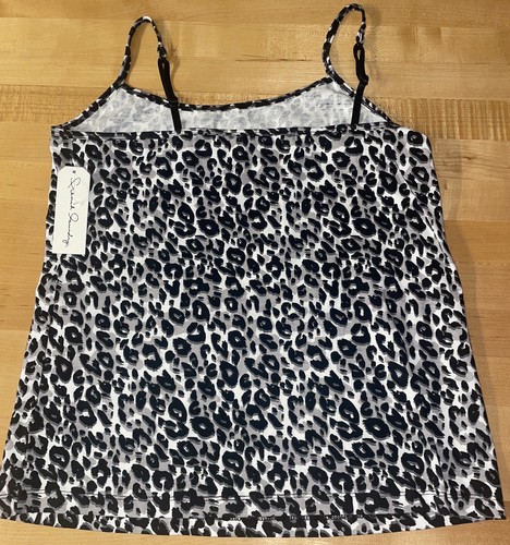 FRENCH LAUNDRY Black White Cheetah Print & Polka Dot Cami Camisole Tops Sz L NWT - Picture 10 of 16