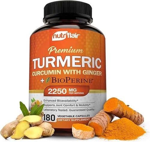 Turmeric Curcumin with Ginger and BioPerine Black Pepper Supplements NutriFlair