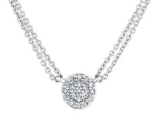 Diamond Pendant Necklace 1/7 Carat ctw with Double Chain in Sterling Silver