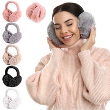 Women Foldable Ear Muffs Winter Ear Warmers Fluffy Earwarmer Soft Ear Cover