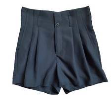 GUC Divided Black Silky Modal High Waist Pleated Shorts With Buttons Size 2 XS