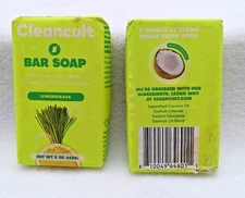 2 pk Cleancult Lemongrass Non toxic Plant Based Gentle Bar Soap