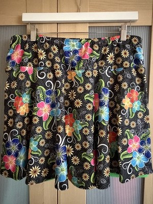 BOLDER Sparkle Skirts, Skort  Sz 2XL  Happy hibiscus & sunflowers, lime shorts
