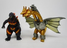 Vintage Godzilla Mecha King Ghidorah armor Burning figure lot 6.5" 7.5"