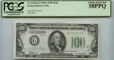 1934A $100 Federal Reserve Note Chicago FR#2153m-G PCGS AU58 PPQ Mule