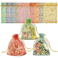 300Pcs Organza Gift Bags With Drawstring, Jewelry Candy Bags, Butterfly Rose ...