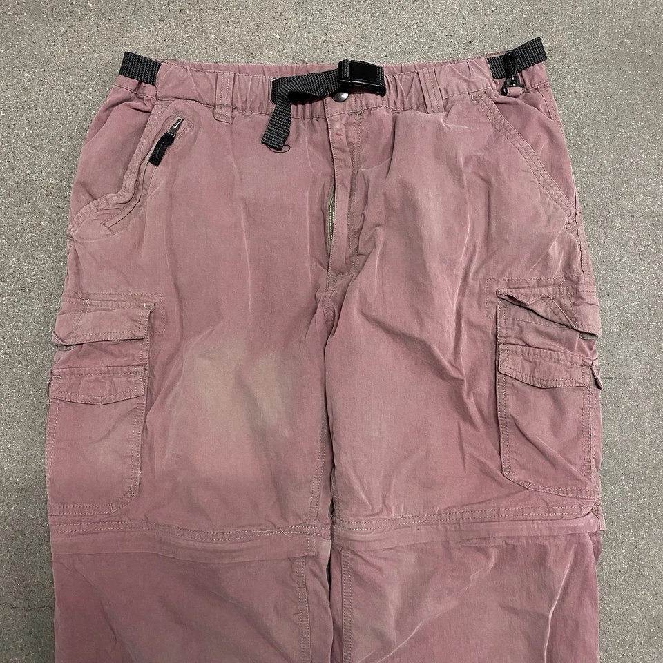 Vintage BC Clothing Cargo Pants Mens 2XL Pink Faded Convertible 90s Y2K - Image 2 of 4