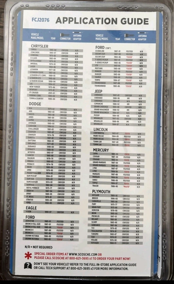 Scosche Stereo Install Kit FCJ2076 Ford/Chrysler/Jeep 1974-01 Single, ISO DIN - Image 2 of 2