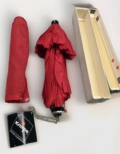 Vtg 1966 Knirps "Speed-O-Matic" Automatic Red Umbrella w/ Sleeve, Box Manual