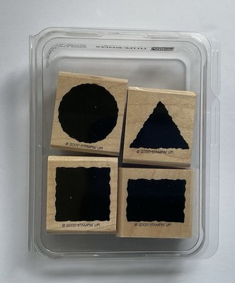 Stampin Up! 2000 Little Shapes Rubber Stamps Set Of 4 In Original Case EUC