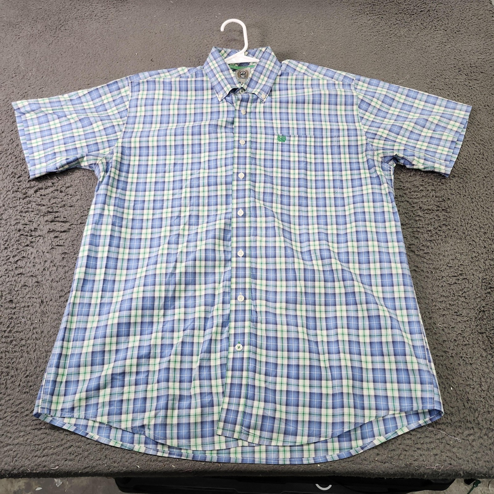 Cinch Shirt Mens Medium Blue Plaid Short Sleeve Button Front Western Casual