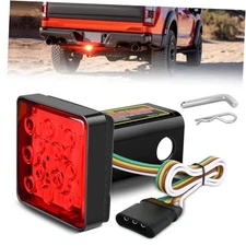Nilight LED Brake Light Trailer Hitch Cover Square Red LED Brake Trailer Light