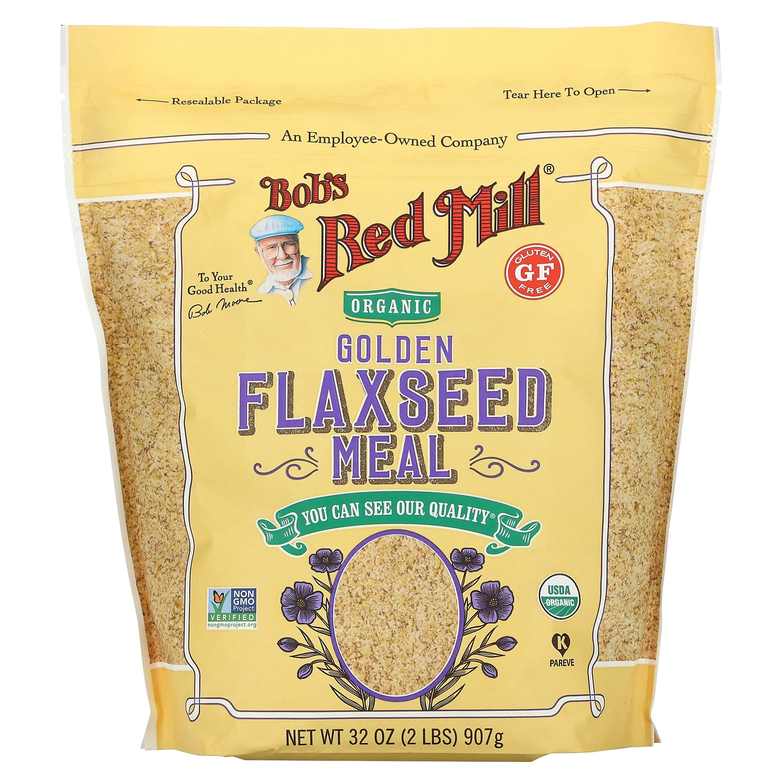Bob s Red Mill Organic Golden Flaxseed Meal 32 унции 907 г Без глютена кошерный 3290₽