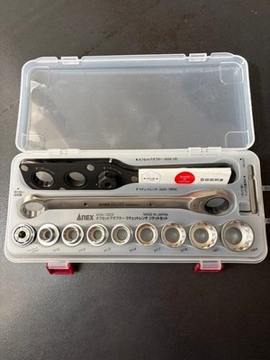 ANEX 19mm Offset Adapter & Ratchet Wrench Socket Set Used Condition