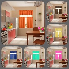 NEW KITCHEN COLLECTION SET WINDOW DRESSING CURTAIN SOLID BLACKOUT 3PC STYLE K3