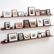 Axeman 72 Inch Floating Shelves Walnut Picture Ledge Shelf Set of 3 Rustic Wood