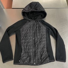 Girls Athleta Girl Black Jacket Size Large 12 Hooded Quilted Nylon Poly Lined